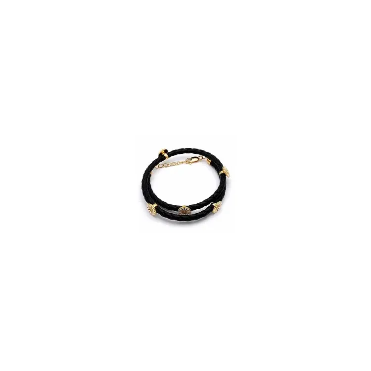 Kollektionsmuster Armband aus Leder und Marguerite Anhänger aus vergoldetem Sterlingsilber