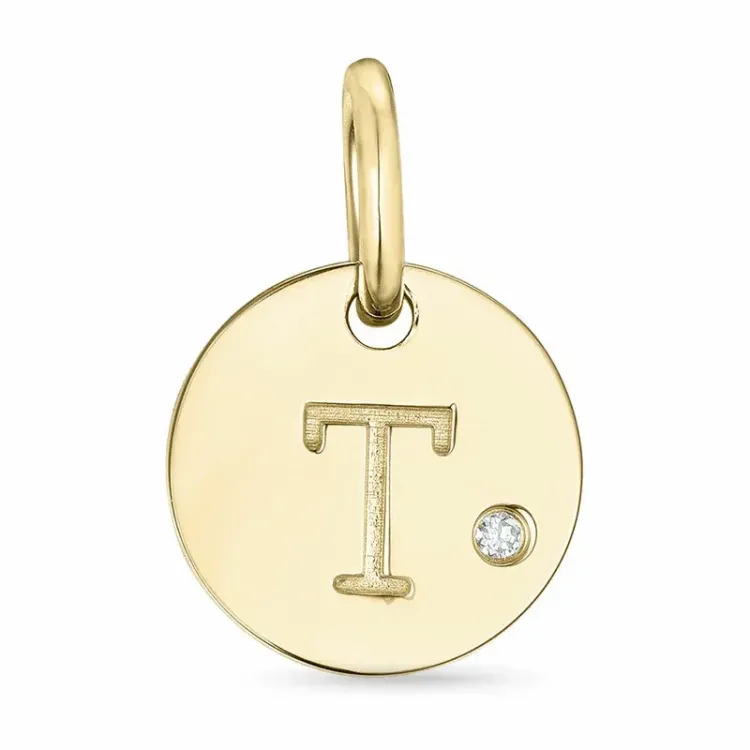 Kollektionsmuster buchstab t Diamant Anhänger in 9 karat Gold 0,01 ct