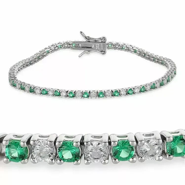 Kollektionsmuster grünem Zirkon Tennisarmband aus Silber  x 2,6 mm