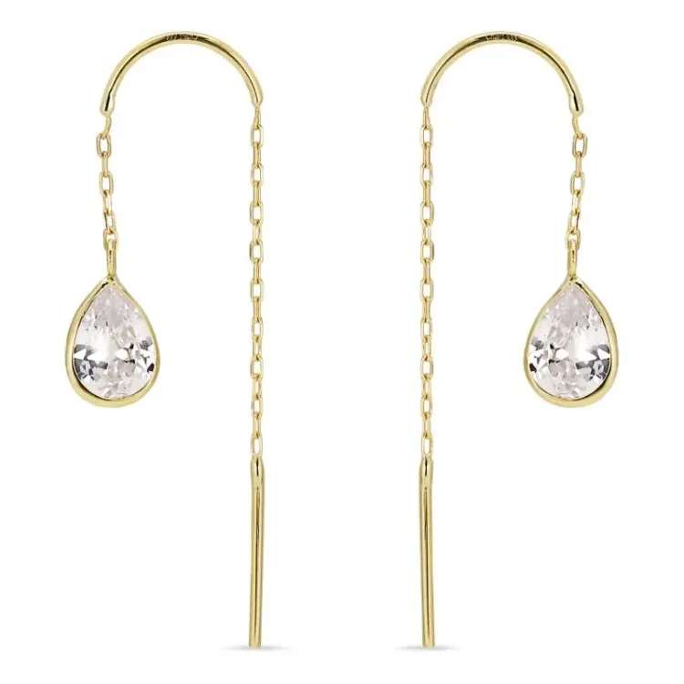 Kollektionsmuster lange ketten ohrringe in 8 Karat Gold - Gold Collection