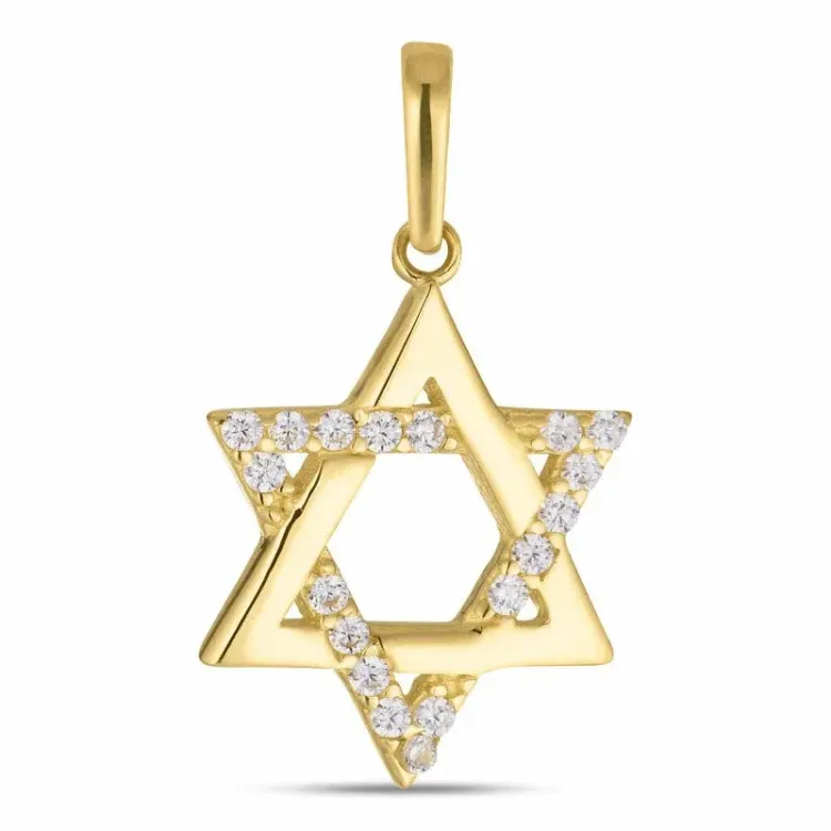 Kollektionsmuster Davidstern Zirkon Anhänger aus 8 Karat Gold - Gold Collection