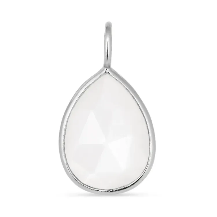 Kollektionsmuster Tropfen weißem Mondstein Anhänger aus Silber - Loom Stones