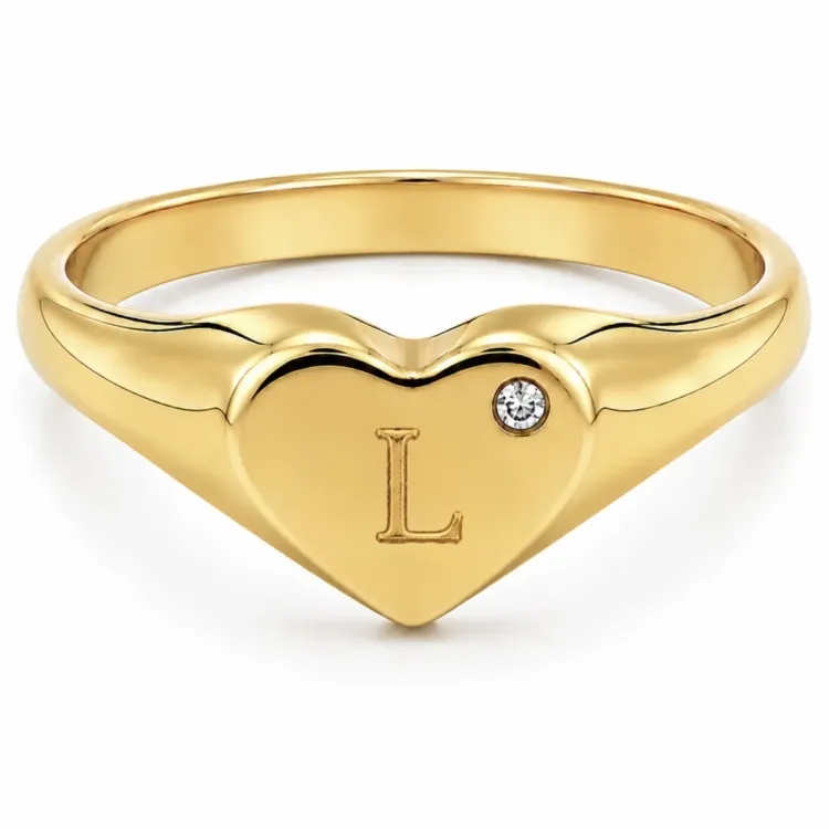Kollektionsmuster buchstab l Zirkon Ring aus vergoldetes Messing