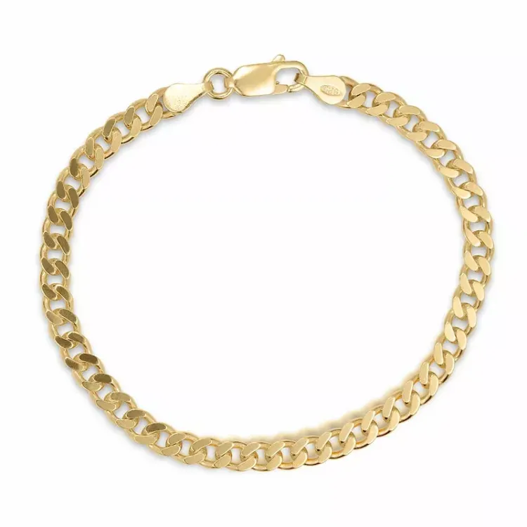 Kollektionsmuster Panzerarmband aus vergoldetem Sterlingsilber 17 cm x 4,3 mm