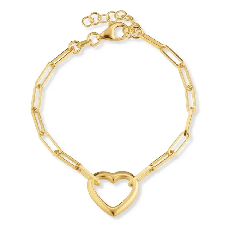 Kollektionsmuster Herz Armband aus vergoldetem Sterlingsilber und Anhänger aus vergoldetem Sterlingsilber