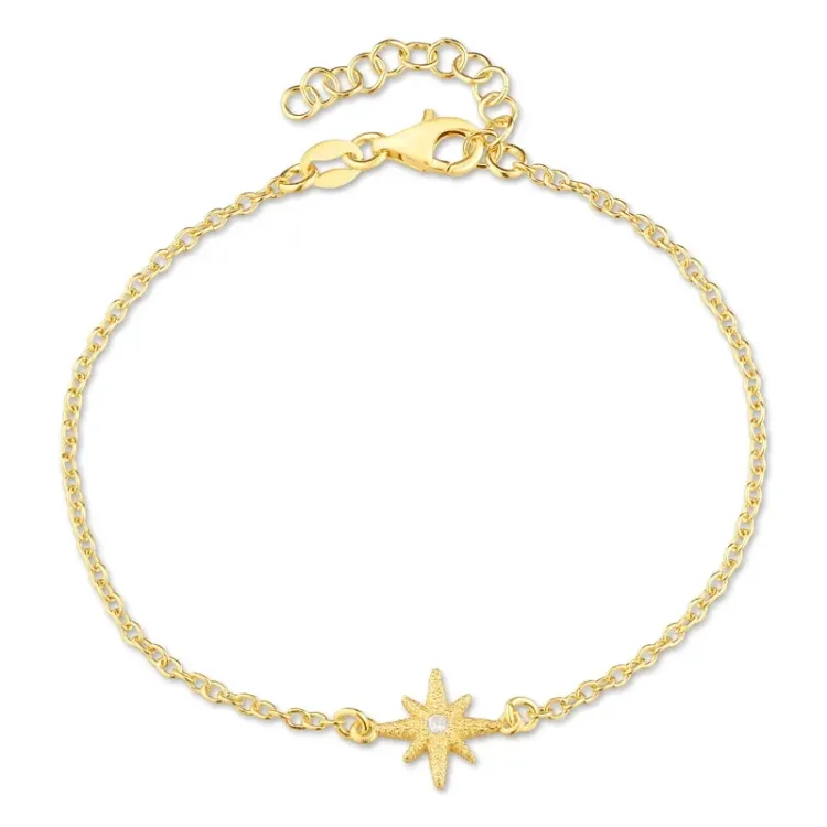 Kollektionsmuster Stern Armband aus vergoldetem Sterlingsilber und Anhänger aus vergoldetem Sterlingsilber