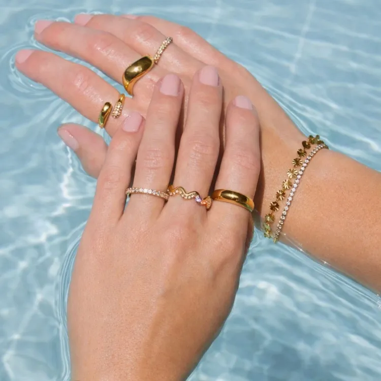 Wasserfest Zirkon Armband aus vergoldetem Stahl - OCEANA