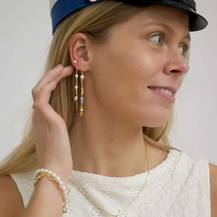lange Perle ketten ohrringe in 9 Karat Gold - Gold Collection