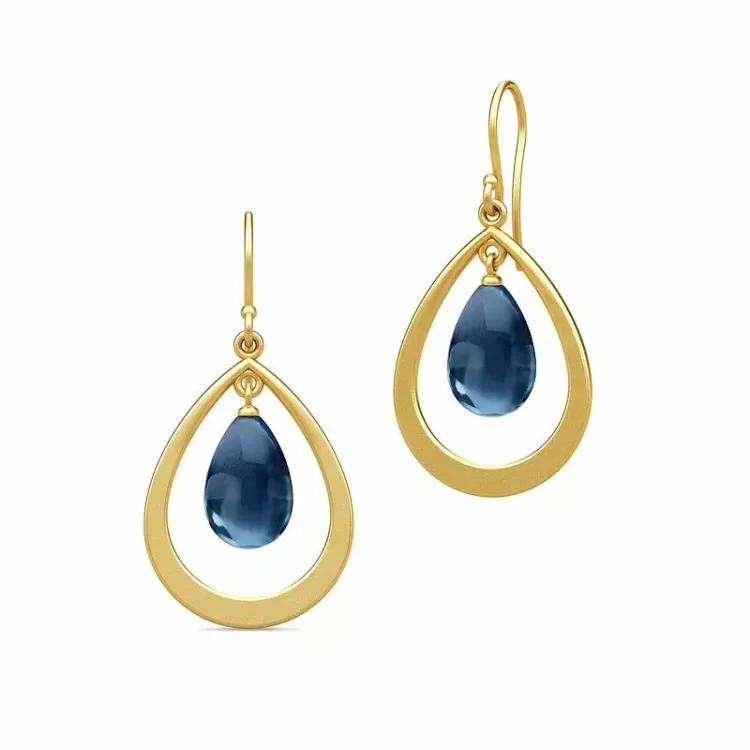 Julie Sandlau Prime droplet Ohrringe in vergoldetem Sterlingsilber blauem Bergkristall
