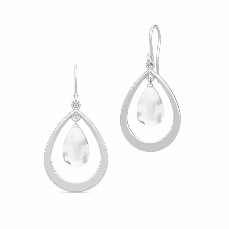 Julie Sandlau Prime droplet Tropfen weißem Bergkristall Ohrringe in Satinrhodiniertes Sterlingsilber weißem Bergkristall