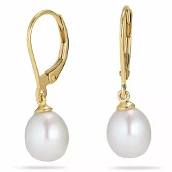 Ovalen 7 - 8 mm süßwasserperle, aaa-qualität ohrringe in 14 karat gold mit