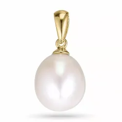 Ovaler perle anhänger in 14 karat gold