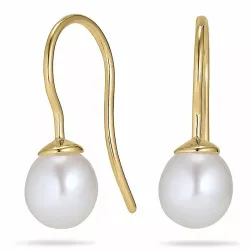 Ovalen 8 - 9 mm süßwasserperle, aaa-qualität ohrringe in 14 karat gold mit