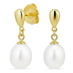 7 - 8 mm Perle Ohrringe in vergoldetem Silber