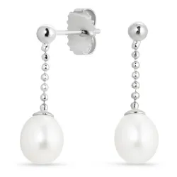lange Perle Ohrringe in Silber