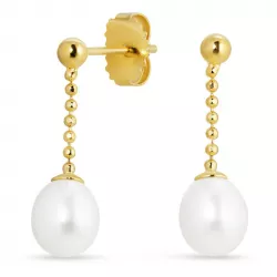 lange Perle Ohrringe in vergoldetem Silber