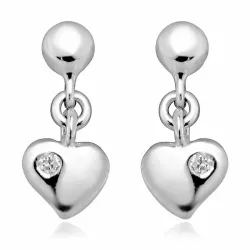 Kleinen Herz Zirkon Ohrringe in Silber mit Rhodinierung