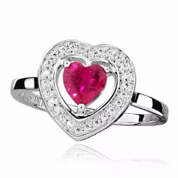 Herz pink Zirkon Ring aus Silber