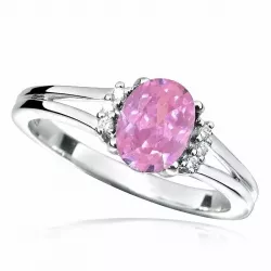 ovaler rosa Zirkon Ring aus rhodiniertem Silber