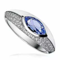 Elegant blauem zirkon ring aus rhodiniertem silber