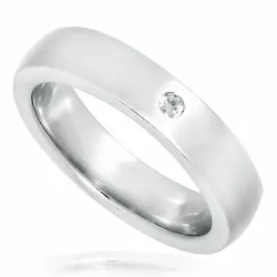 Breit weißem zirkon ring aus rhodiniertem silber