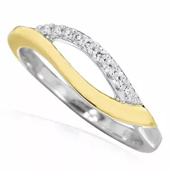 abstraktem Zirkon Ring aus Silber mit vergoldetem Sterlingsilber