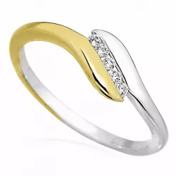 Elegant zirkon ring aus silber mit vergoldetem sterlingsilber