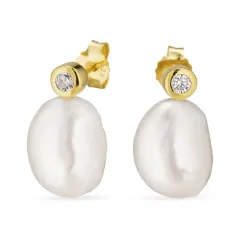 Perle Ohrringe in vergoldetem Silber