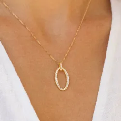 ovaler Zirkon Anhänger aus vergoldetem Sterlingsilber