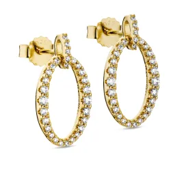 ovalen Zirkon Ohrringe in vergoldetem Silber