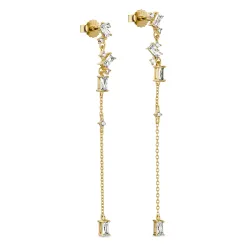 lange Zirkon ketten ohrringe in vergoldetem Silber