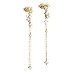 lange Zirkon ketten ohrringe in vergoldetem Silber