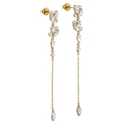 lange Zirkon ketten ohrringe in vergoldetem Silber