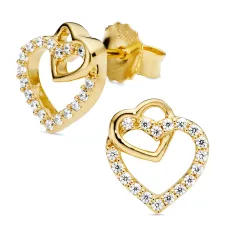 Herz Zirkon Ohrringe in vergoldetem Silber
