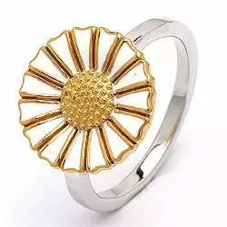 14 mm Marguerite Ring aus vergoldetem Sterlingsilber mit rhodiniertem Silber