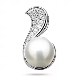 Elegant Perle Anhänger aus rhodiniertem Silber