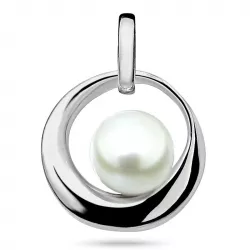 runder Perle Anhänger aus rhodiniertem Silber