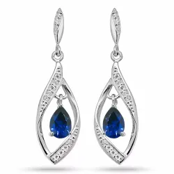 blauem Ohrstecker in rhodiniertem Silber