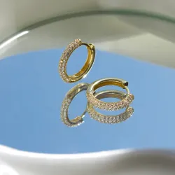 17,2 mm Zirkon Kreole in vergoldetem Silber - Lumé Illume