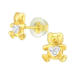 Teddybär Ohrstecker in vergoldetem Sterlingsilber - Little Ones