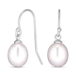 7-7,5 mm Perleohrringe in rhodiniertem Silber