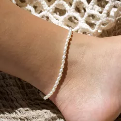 Weißem Perle Fußkette aus Silber