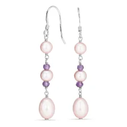 lange Perle Ohrringe in rhodiniertem Silber