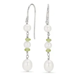 lange Perle Ohrringe in rhodiniertem Silber