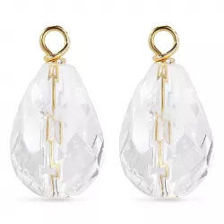 Klare Tropfen Bergkristall Anhänger für Ohrringe in vergoldetem Silber