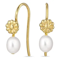 Blumen Perle Ohrringe in vergoldetem Silber