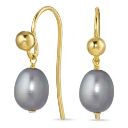 grauem Perle Ohrringe in vergoldetem Sterlingsilber