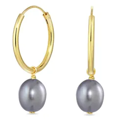 grauem Perle Ohrringe in vergoldetem Sterlingsilber
