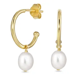 Perle Halbkreolen in vergoldetem Silber