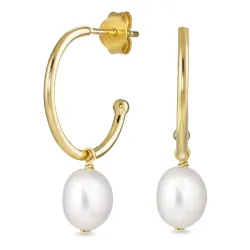 Perle Halbkreolen in vergoldetem Silber